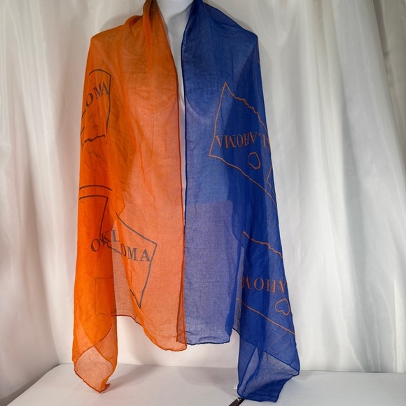 OKLAHOMA orange and blue Scarf - Picture 5 of 13